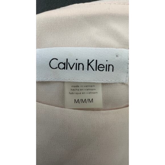 🌸 Calvin Klein Blush Pink Sleeveless Blouse M Layered Chiffon Tank - Picture 3 of 3